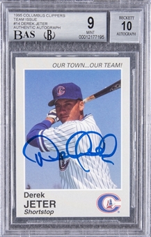 1995 Columbus Clippers Team Issue Derek Jeter Signed Card – BGS MINT 9/BGS 10